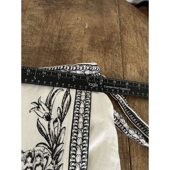 Max Studio Faux Wrap Midi Skirt Linen Blend Beige Black Floral Borders Size XL - Picture 9 of 10